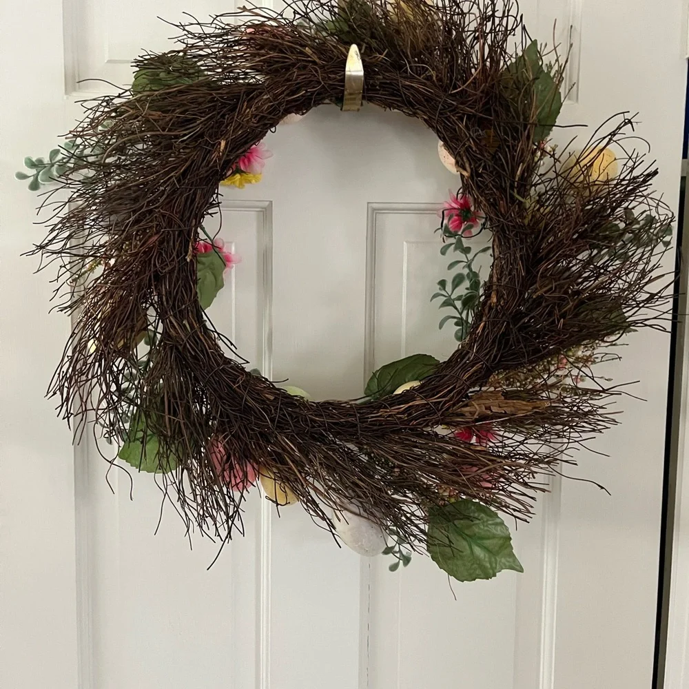 Spring Floral Egg Wreath - Multicolor